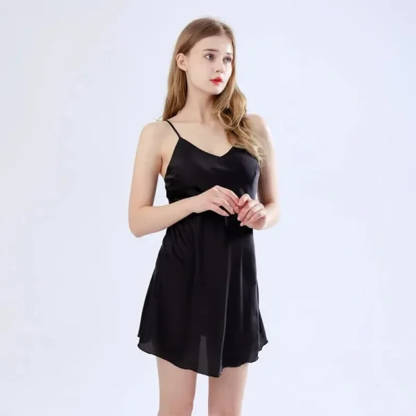 CHARMEUSE SILK NIGHTGOWNS-BLACK 3