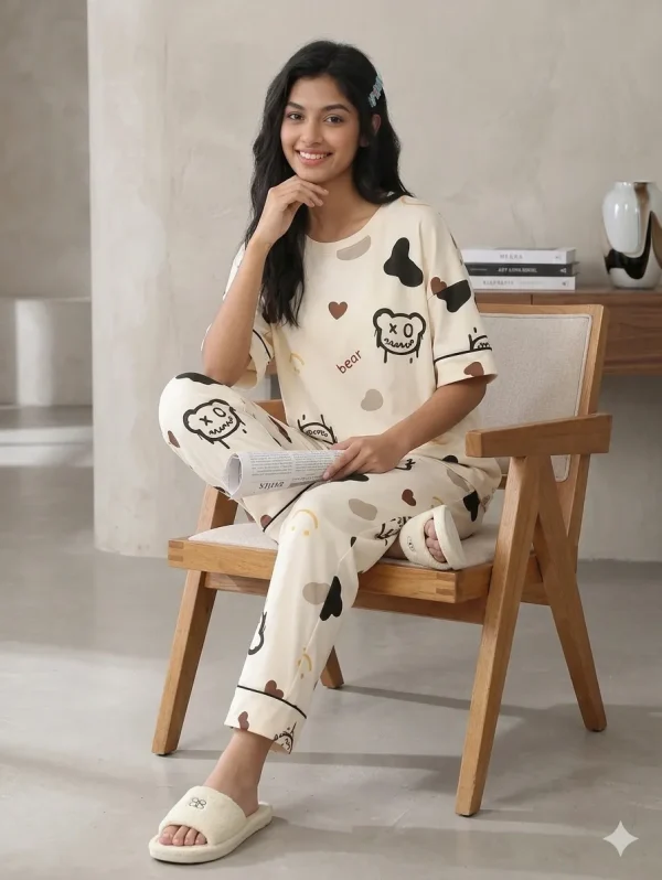 CREAM BEAR PJ-SUIT 2